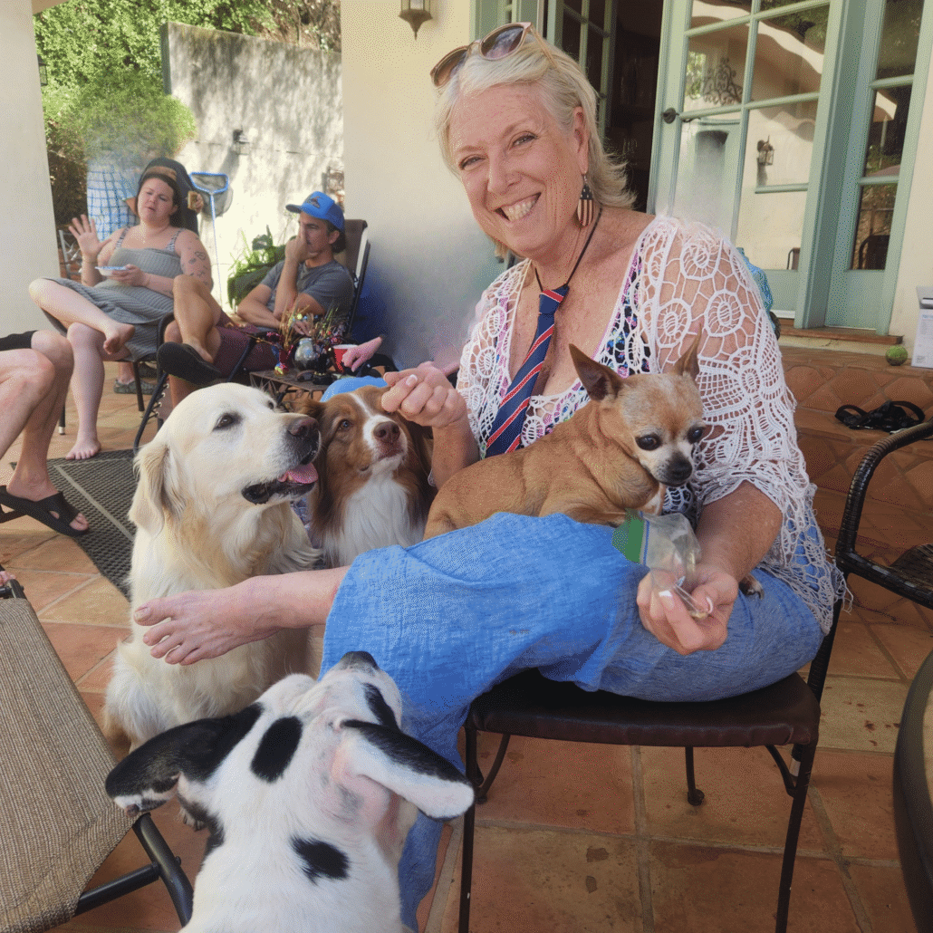 Lisa spending time with dogs at home